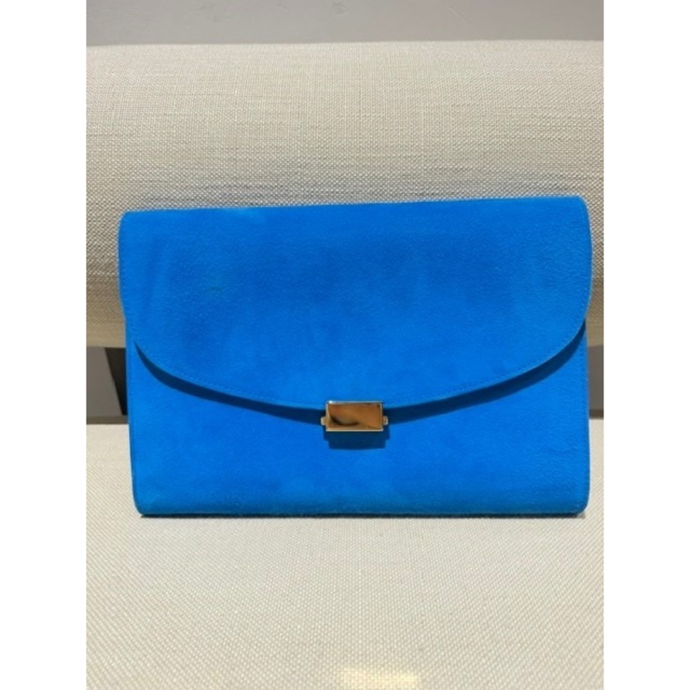 Authentic MANSUR GAVRIEL Blue Suede Clutch - Picture 9 of 10